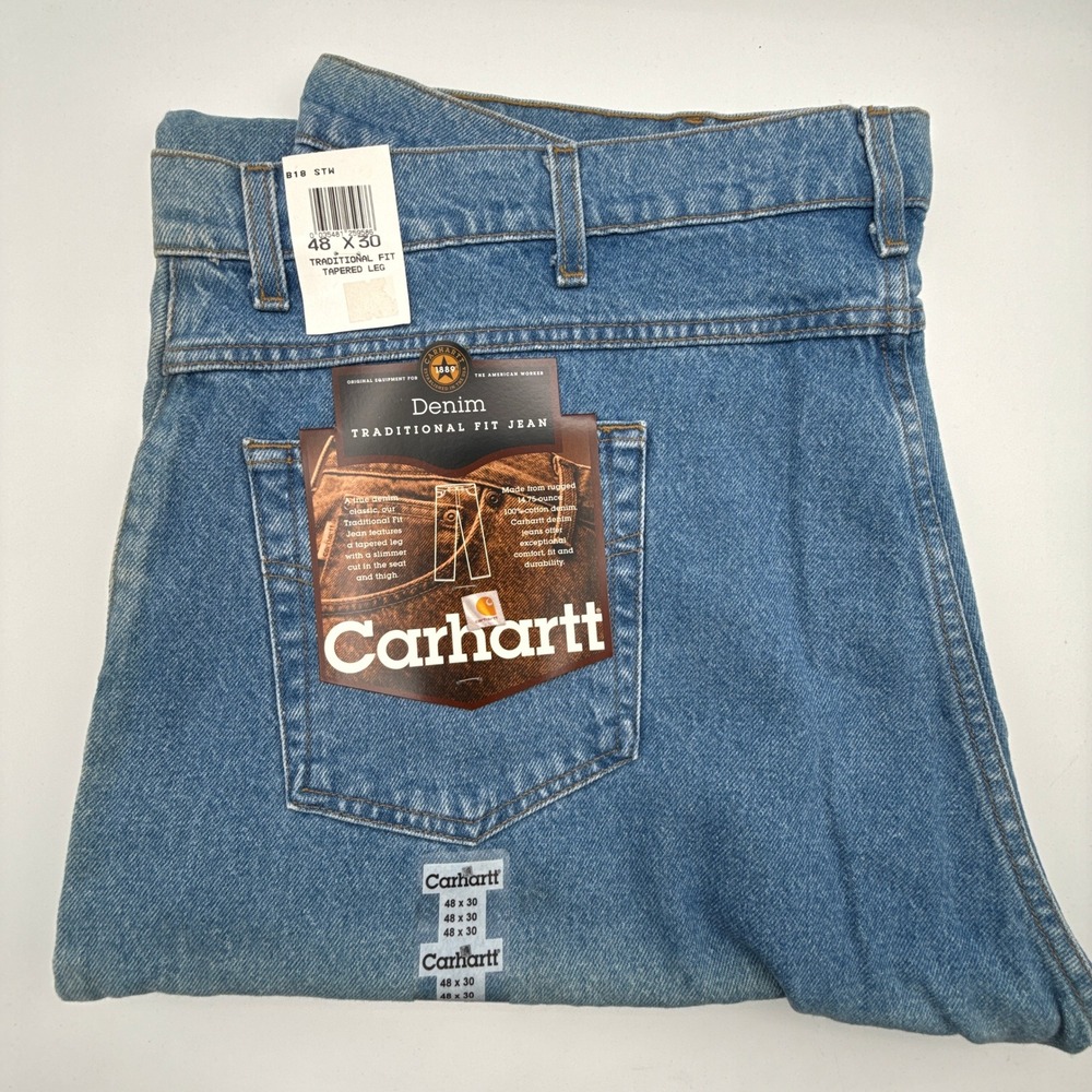 Carhartt Traditional Fit Jeans Mens 48X30 Light Wash Denim B18 STW NOS‎ NWT
